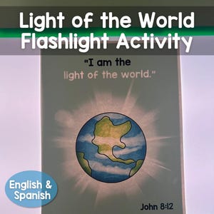 Atividade de lanterna Jesus Luz do Mundo Bíblia da Escola Dominical em inglês e espanhol para download digital para crianças