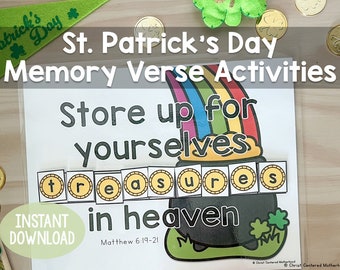 St. Patrick's Day Memory Verse Activities Faith-Based Sunday School Interactive Printable