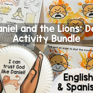 English AND Spanish Daniel and the Lions' Den Activity Bundle for Kids Perfect for Church or Home Digital Download