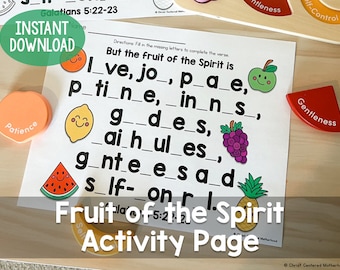 Fruit of the Spirit Galatians 5 Memory Verse Activity Page Print and Go