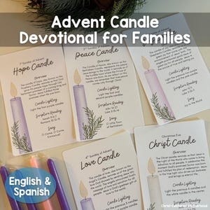 Advent Candle Devotional for Families/Church Overview, Scriptures, and Songs DIGITAL DOWNLOAD English and Spanish