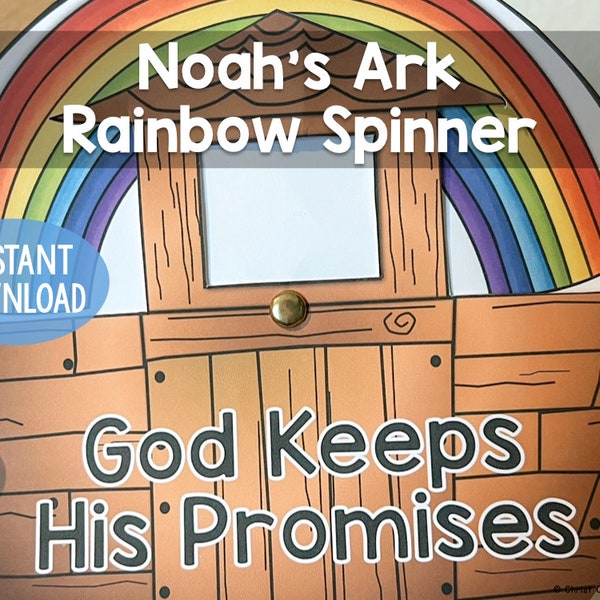 Noah's Ark Bible Story Rainbow Spinner for Retelling Perfect Craft for Families and Sunday School