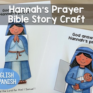 Hannah&#39;s Prayer Samuel Bible Story Craft Digital Download in English and Spanish