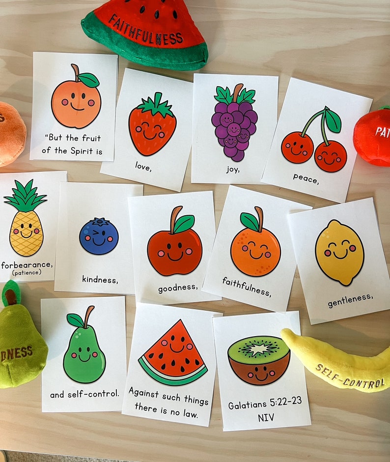 Fruit of the Spirit Galatians 5 Memory Verse Cards Activity Print and Go image 2