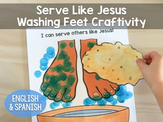 Serve Like Jesus Washing Feet Craftivity Perfect for Families and Sunday School during Holy Week Easter English AND Spanish