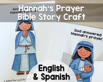 Hannah's Prayer Samuel Bible Story Craft Digitaler Download in Englisch und Spanisch