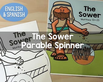 The Sower Parable of Jesus Craft Spinner Activity for Kids Homeschool Sunday School Digital Download English AND Spanish
