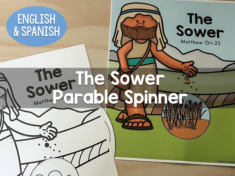 The Sower Parable of Jesus Craft Spinner Activity for Kids Homeschool Sunday School Digital Download English AND Spanish