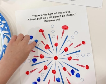 Light of the World Matthew 5:14 Firework 4th of July Craft for Kids, English and Spanish(Digital Download)
