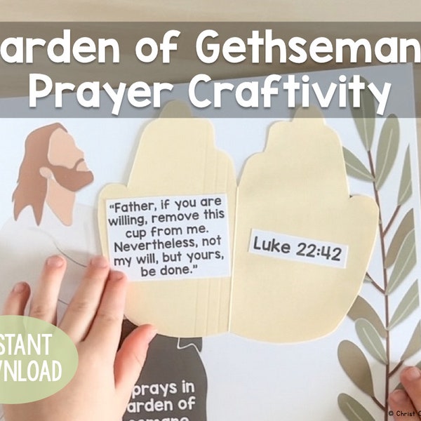 Jesus' Garden of Gethsemane Prayer Easter Craftivity for Church or Home KJV ESV NIV