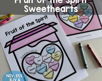 Fruit of the Spirit Coloring Page and Poster Galatians 5:22-23 NIV, ESV, KJV and Spanish