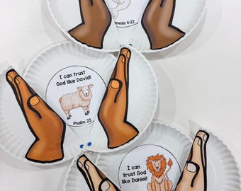 Paper Plate Prayer Hands Craft (Daniel, David and Noah), English and Spanish (Digital Download)