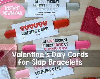 Valentine's Day Slap Bracelet Cards 1 John 4:19 God's Love Digital Download