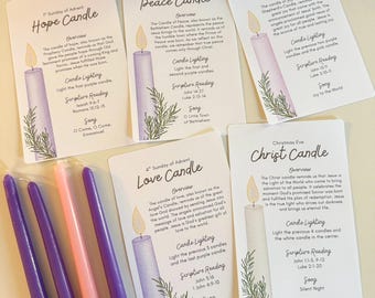 Advent Candle Devotional Cards for Families or Churches, English and Spanish