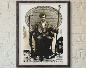 Huey P. Newton Iconic Print, Panther Party Art , Digital ART