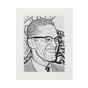 Black History Malcolm x B&W  Sketched Art Print , Malcolm x Art Print, Civil Rights walk art  for home office or gift