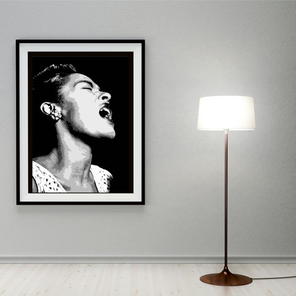 Vintage Billie Holiday Art Print - 1940s Jazz Music Icon, Jazz lover gift- Digital Download