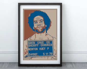 Huey P. Newton Mugshot Art Print - Black Panther Party (Digital Download)