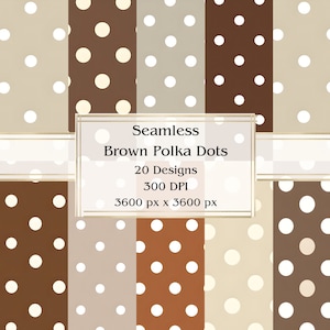 Papel digital sem costura com 20 bolinhas marrons, JPEG, 12" x 12", papel para scrapbook, lixo eletrônico, pacote de papel, uso comercial