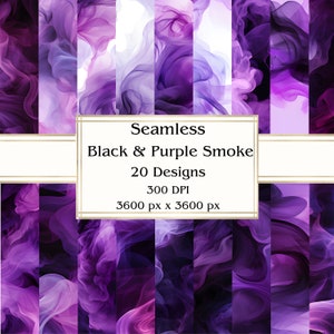 20 papel digital sem costura preto e roxo, JPEG, 12" x 12", papel para álbum de recortes, lixo eletrônico, pacote de papel, uso comercial