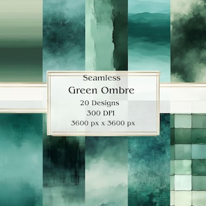 20 groen ombre naadloos digitaal papier, jpeg, 12" x 12", plakboek, junkjournal, papieren verpakking, commercieel gebruik