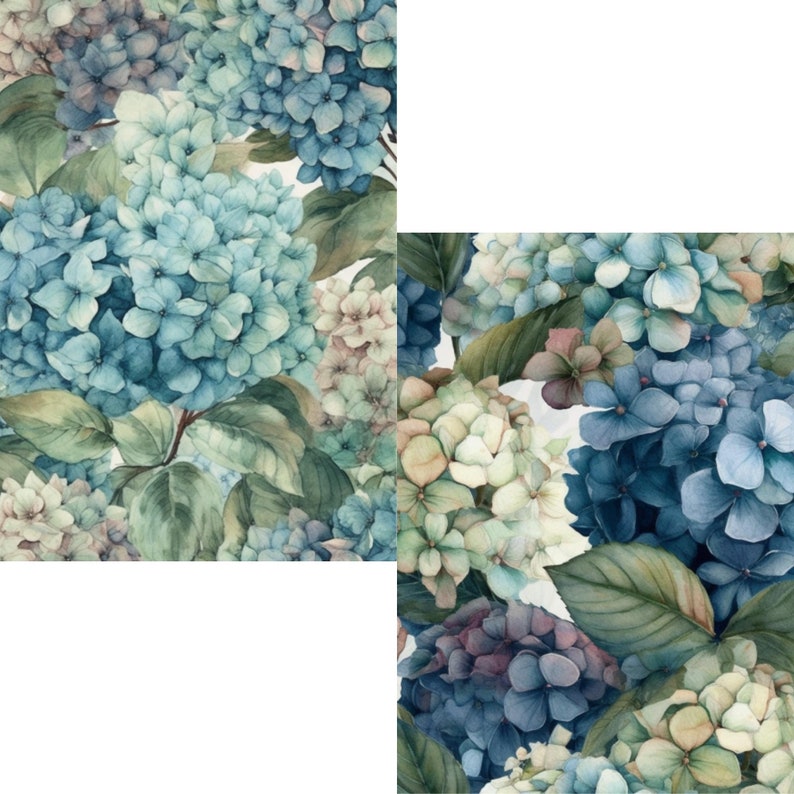 12 Watercolor Hydrangeas Digital Papers, JPEG, 12 X 12, Scrapbook Paper ...