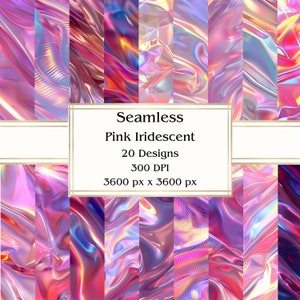 20 Pink Iridescent Seamless Digital Paper, JPEG, 12&quot; x 12&quot;, Scrapbook Paper, Junk Journal, Paper Pack, Commercial Use