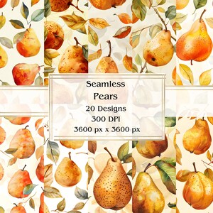 Carta digitale senza cuciture 20 pere, JPEG, 12" x 12", carta per album, diario spazzatura, pacchetto di carta, uso commerciale