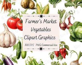 35 PNG Farmer's Market Vegetables Clipart, Food Clipart, Vegetables Clip Art, Instant Download, Commercial Use