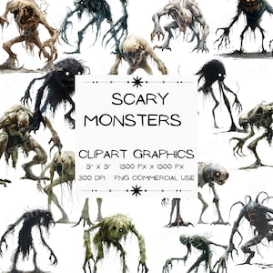 35 PNG gruselige Monster Clip Art, Puppen Clipart, Halloween Clip Art, Sofort Download, kommerzielle Nutzung