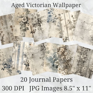20 grijs/neutraal oud Victoriaans behang Journal Paper, Digital Paper JPEG, 8,5" x 11", Junk Journal, Paper Pack, Commercieel gebruik