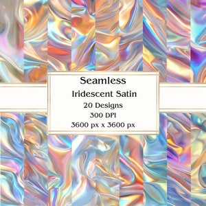 20 Iridescent Satin Seamless Digital Paper, JPEG, 12&quot; x 12&quot;, Scrapbook Paper, Junk Journal, Paper Pack, Commercial Use