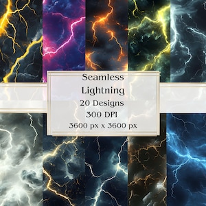 20 Lightning Seamless Digital Paper, JPEG, 12" x 12", carta per scrapbooking, diario spazzatura, confezione di carta, uso commerciale