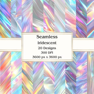 20 Iridescent Seamless Digital Paper, JPEG, 12&quot; x 12&quot;, Scrapbook Paper, Junk Journal, Paper Pack, Commercial Use