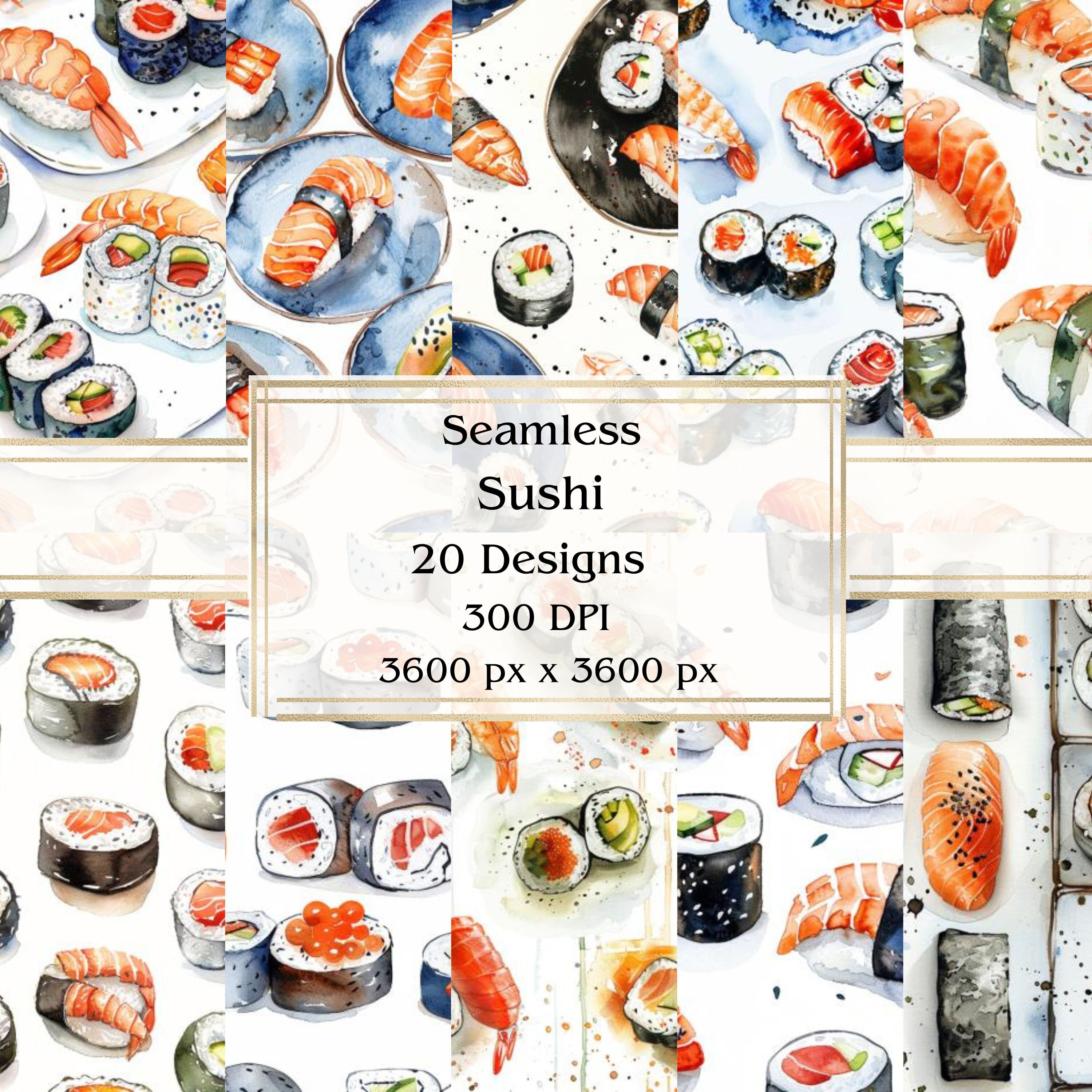 20 Sushi Seamless Digital Paper, JPEG, 12 X 12, Scrapbook Paper, Junk