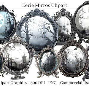 35 PNG gruselige Spiegel Clip Art, Spuk Spiegel Clipart, Halloween Clip Art, sofortiger Download, kommerzielle Nutzung