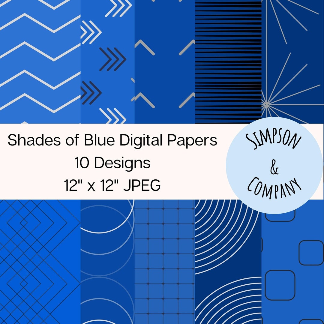 10 Shades of Blue Digital Papers JPEG 12 X 12 - Etsy