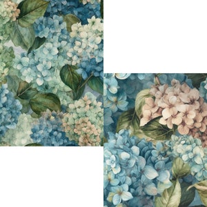 12 Watercolor Hydrangeas Digital Papers, JPEG, 12 X 12, Scrapbook Paper ...