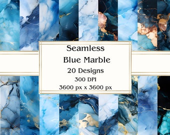 20 Blue Marble Seamless Digital Paper, JPEG, 12" x 12", Scrapbook Paper, Junk Journal, Paper Pack, Commercial Use