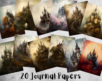 20 Castles Journal Paper, Digital Paper JPEG, 8.5" x 11", Scrapbook Paper, Junk Journal, Paper Pack, Commercial Use