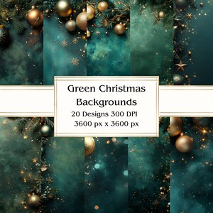 20 fonds de Noël vert papier numérique, JPEG, 12 x 12 po, papier de scrapbooking, journal indésirable, paquet de papier, usage commercial