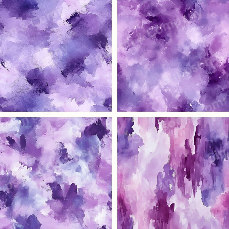 20 Purple Oil Painting Backgrounds Seamless Digital Paper, JPEG, 12 X