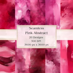 20 papeles digitales abstractos sin costuras de color rosa, JPEG, 12" x 12", papel para álbumes de recortes, papel para diario basura, paquete de papel, uso comercial