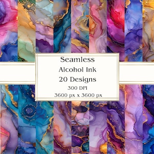 20 Papel digital sin costuras con tinta de alcohol, JPEG, 12" x 12", papel de álbum de recortes, diario basura, paquete de papel, uso comercial