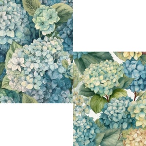 12 Watercolor Hydrangeas Digital Papers, JPEG, 12 X 12, Scrapbook Paper ...