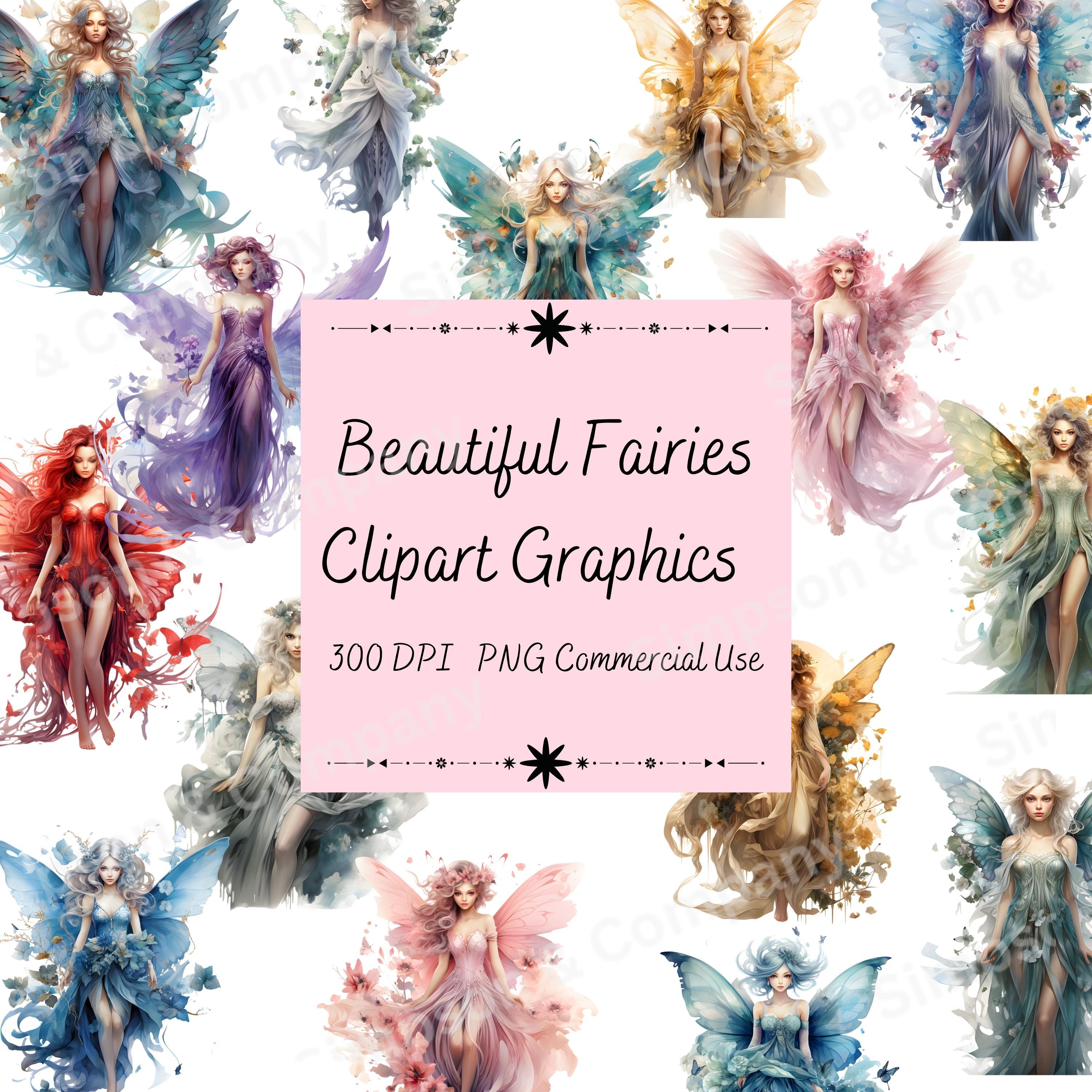 35 PNG Beautiful Fairies Clip Art, Fantasy Clipart, Instant Download, Commercial Use