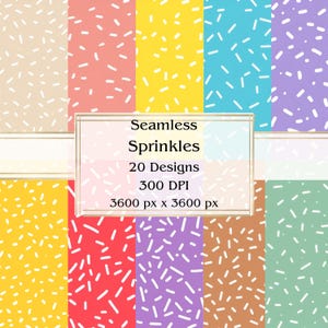 20 Sprinkles Seamless Digital Paper, JPEG, 12 "x 12", Scrapbookpapier, Junk Journal, Paper Pack, Kommerzielle Nutzung