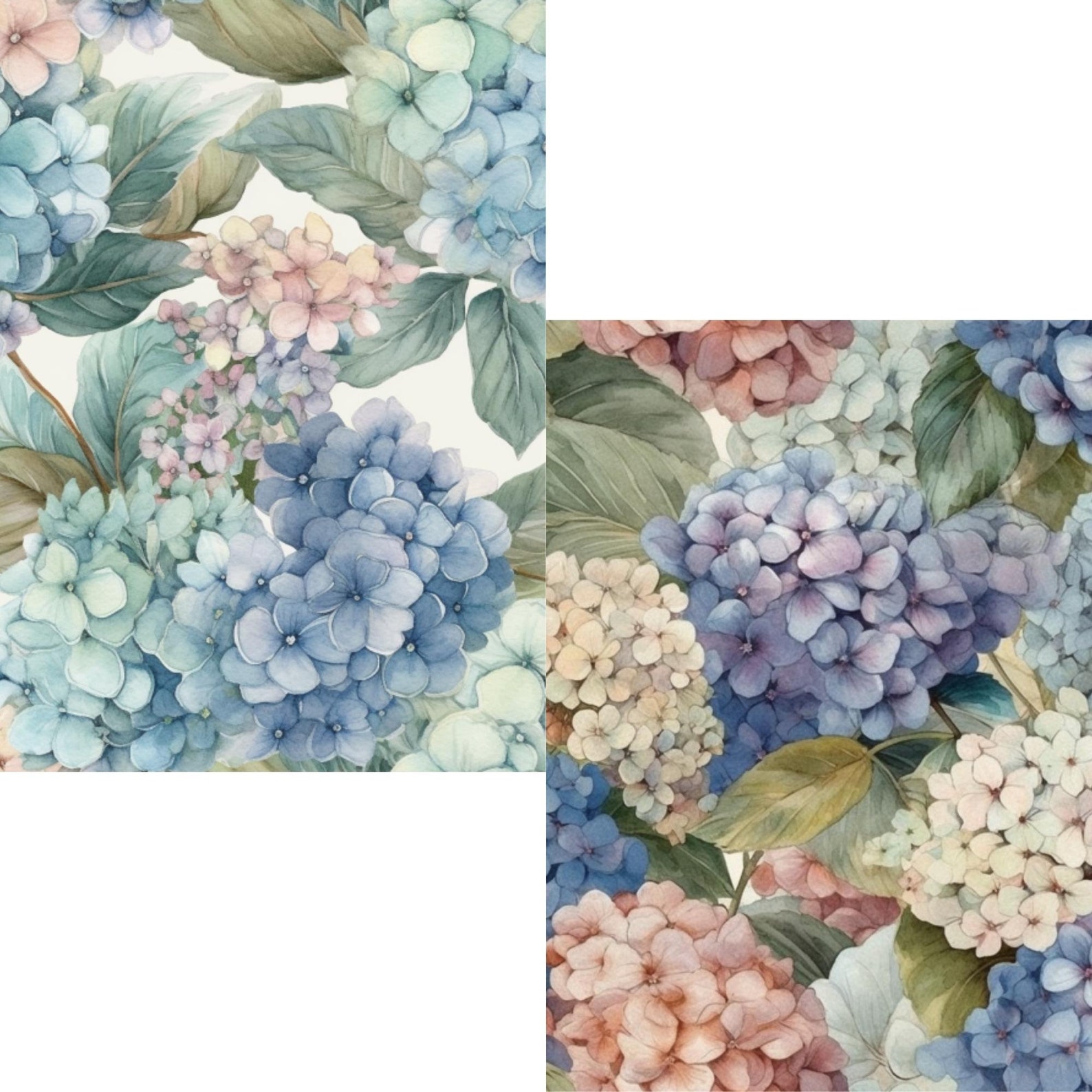 12 Watercolor Hydrangeas Digital Papers, JPEG, 12 X 12, Scrapbook Paper ...