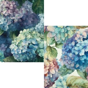 12 Watercolor Hydrangeas Digital Papers, JPEG, 12 X 12, Scrapbook Paper ...