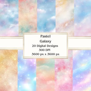 Papel digital Pastel Galaxy, JPEG, 30,5 x 30,5 cm, para álbumes de recortes, diarios basura, paquete de papel, uso comercial